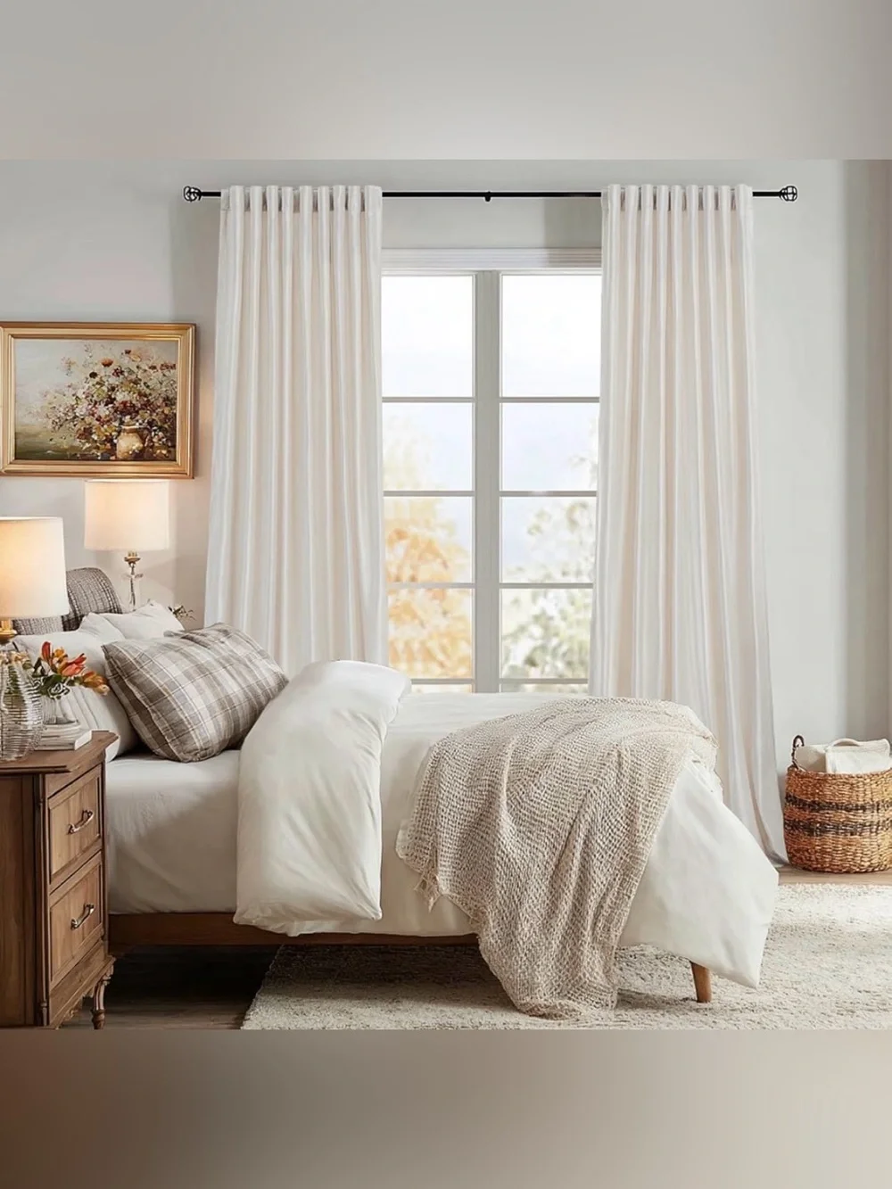 Cream Ivory Velvet blackout curtain drapes W52” x L102” 2 panels